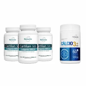Kit 3 Cartilan colágeno tipo 2 + Cálcio 3+ MDK